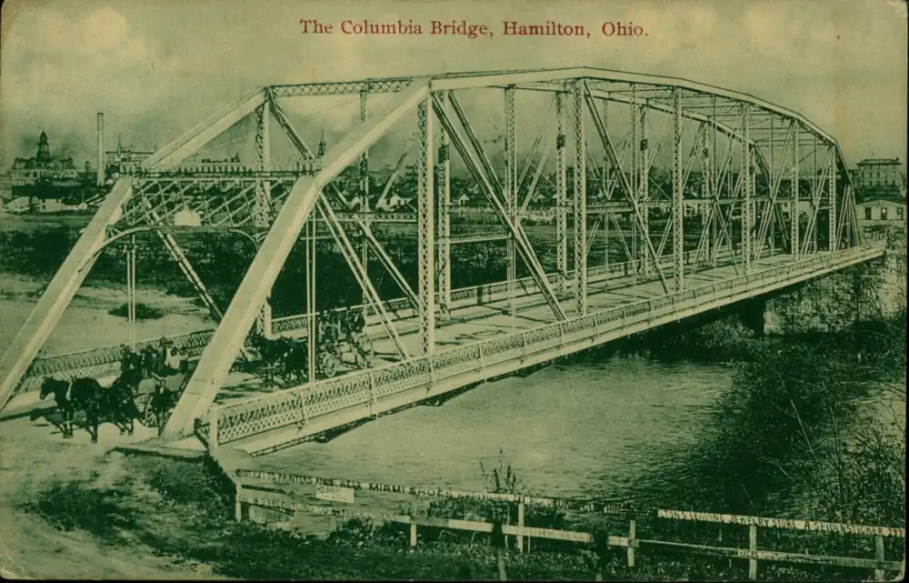 Postcard of the Columbia Bridge across the river