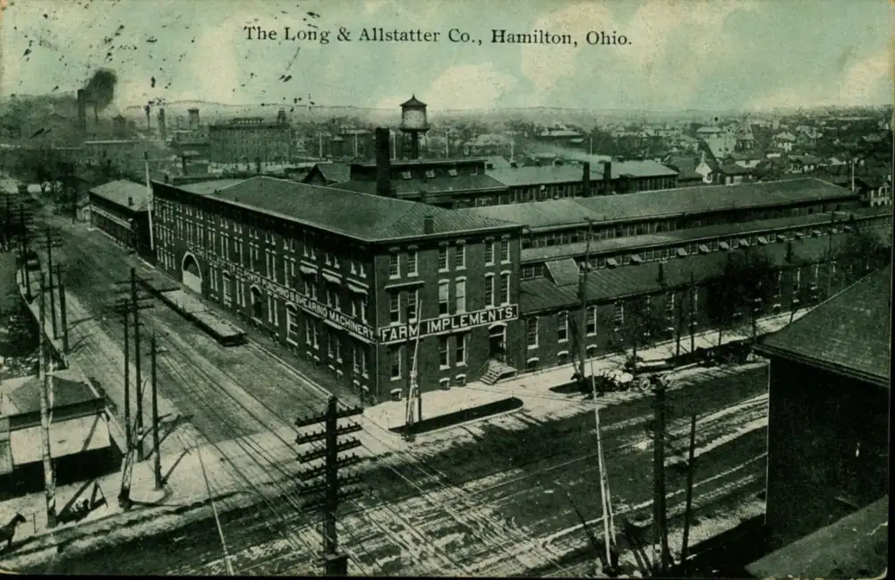 Postcard of the Long and Allstatter Company factory
