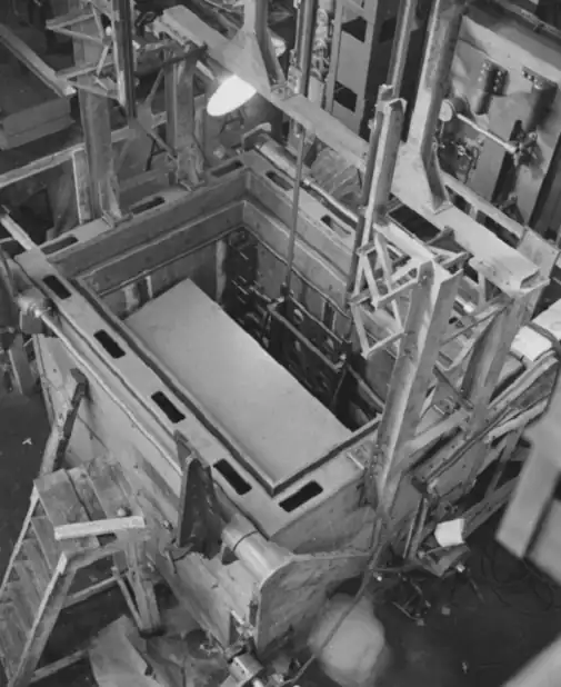 1952 photograph of the Mosler vault being built for the founding documents