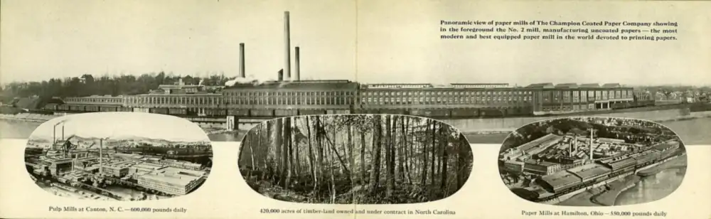 Panoramic postcard of the Hamilton paper mills